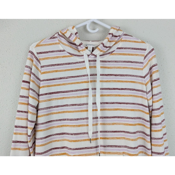 New Market & Spruce sz S Knit Hoodie Top or T-shirt multi color stripes ls 2575 - Picture 3 of 6